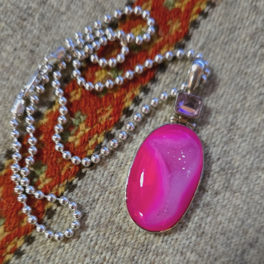 Pink Druzy Pendant